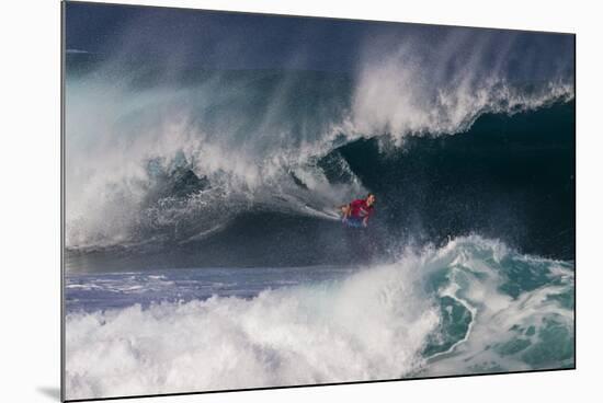 USA, Hawaii, Oahu, Surfers in Action at the Pipeline-Terry Eggers-Mounted Photographic Print