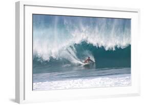 USA, Hawaii, Oahu, Surfers in Action at the Pipeline-Terry Eggers-Framed Photographic Print