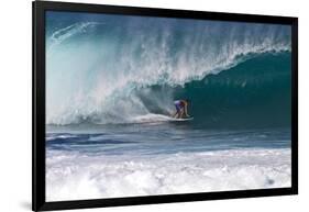 USA, Hawaii, Oahu, Surfers in Action at the Pipeline-Terry Eggers-Framed Photographic Print