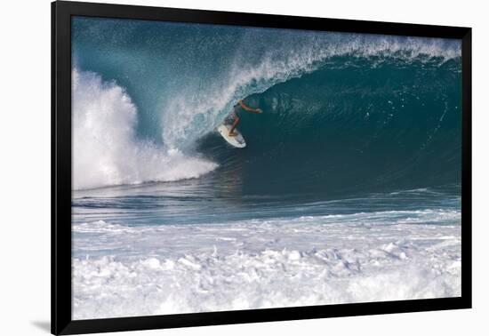 USA, Hawaii, Oahu, Surfers in Action at the Pipeline-Terry Eggers-Framed Photographic Print