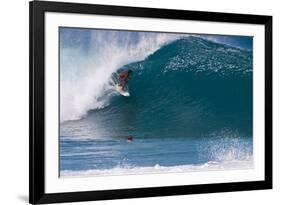 USA, Hawaii, Oahu, Surfers in Action at the Pipeline-Terry Eggers-Framed Photographic Print