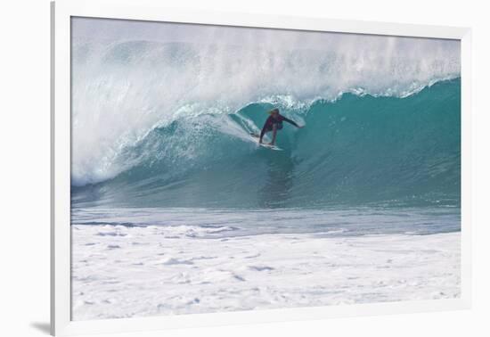 USA, Hawaii, Oahu, Surfers in Action at the Pipeline-Terry Eggers-Framed Photographic Print