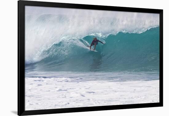 USA, Hawaii, Oahu, Surfers in Action at the Pipeline-Terry Eggers-Framed Photographic Print