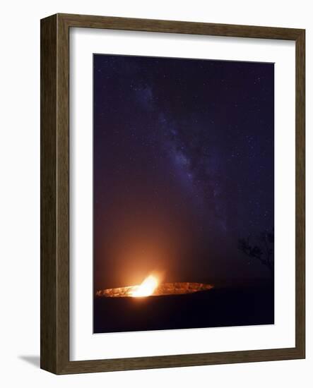 USA, Hawaii, the Big Island, Hawaii Volcanoes National Park, Halema'uma'u Crater and Milky Way-Michele Falzone-Framed Photographic Print