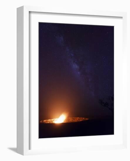 USA, Hawaii, the Big Island, Hawaii Volcanoes National Park, Halema'uma'u Crater and Milky Way-Michele Falzone-Framed Photographic Print