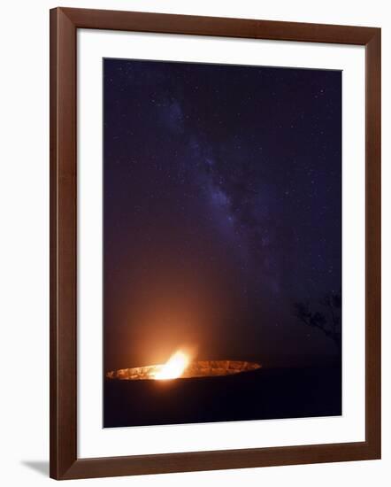 USA, Hawaii, the Big Island, Hawaii Volcanoes National Park, Halema'uma'u Crater and Milky Way-Michele Falzone-Framed Photographic Print