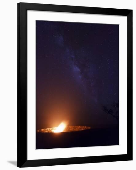 USA, Hawaii, the Big Island, Hawaii Volcanoes National Park, Halema'uma'u Crater and Milky Way-Michele Falzone-Framed Photographic Print