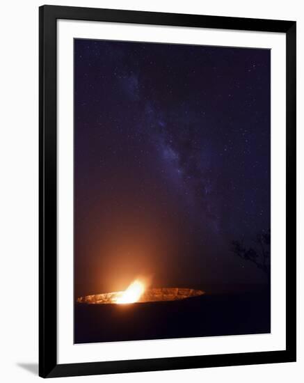 USA, Hawaii, the Big Island, Hawaii Volcanoes National Park, Halema'uma'u Crater and Milky Way-Michele Falzone-Framed Photographic Print