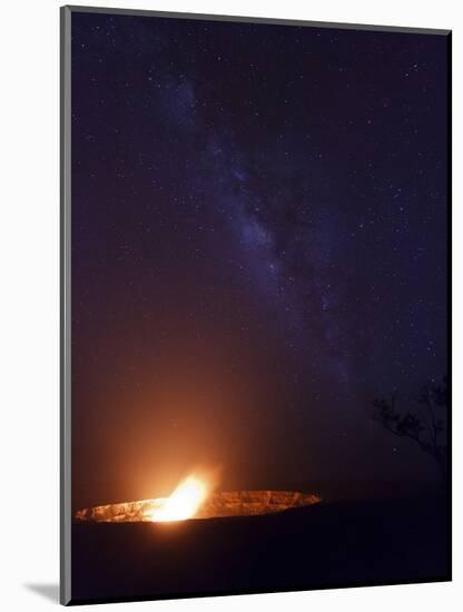USA, Hawaii, the Big Island, Hawaii Volcanoes National Park, Halema'uma'u Crater and Milky Way-Michele Falzone-Mounted Photographic Print