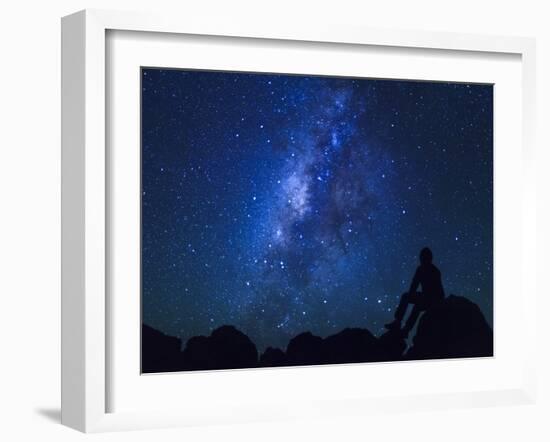 USA, Hawaii, the Big Island, Milky Way from Mauna Kea Observatory (4200m)-Michele Falzone-Framed Photographic Print