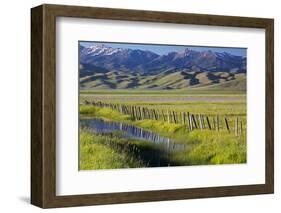 USA, Idaho, Fairfield, Camas Prairie, Creek and fence in the Camas Prairie-Terry Eggers-Framed Photographic Print