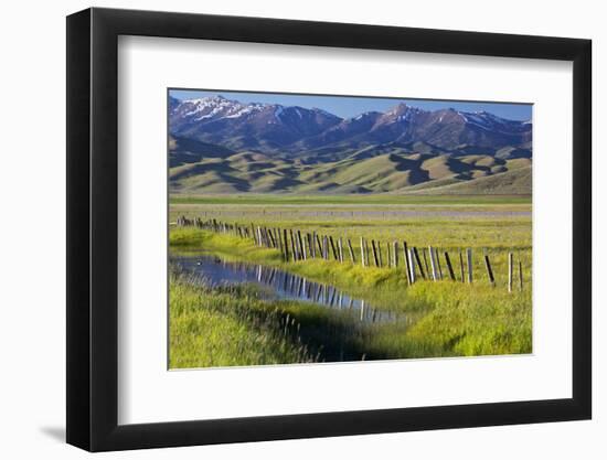 USA, Idaho, Fairfield, Camas Prairie, Creek and fence in the Camas Prairie-Terry Eggers-Framed Photographic Print