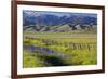 USA, Idaho, Fairfield, Camas Prairie, Creek and fence in the Camas Prairie-Terry Eggers-Framed Premium Photographic Print