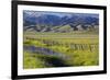 USA, Idaho, Fairfield, Camas Prairie, Creek and fence in the Camas Prairie-Terry Eggers-Framed Premium Photographic Print