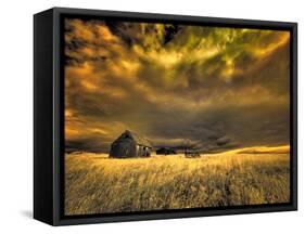 USA, Idaho, Liberty, Infrared of old cabin near Liberty-Terry Eggers-Framed Stretched Canvas