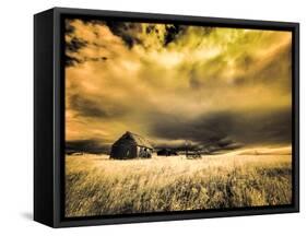 USA, Idaho, Liberty, Infrared of old cabin near Liberty-Terry Eggers-Framed Stretched Canvas