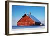 USA, Idaho, Old Red Barn and Truck after Snowstorm-Terry Eggers-Framed Photographic Print