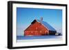 USA, Idaho, Old Red Barn and Truck after Snowstorm-Terry Eggers-Framed Photographic Print