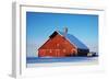 USA, Idaho, Old Red Barn and Truck after Snowstorm-Terry Eggers-Framed Photographic Print