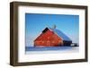 USA, Idaho, Old Red Barn and Truck after Snowstorm-Terry Eggers-Framed Photographic Print