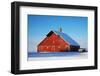 USA, Idaho, Old Red Barn and Truck after Snowstorm-Terry Eggers-Framed Photographic Print