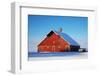 USA, Idaho, Old Red Barn and Truck after Snowstorm-Terry Eggers-Framed Photographic Print