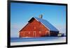 USA, Idaho, Old Red Barn and Truck after Snowstorm-Terry Eggers-Framed Photographic Print