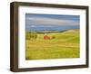 USA, Idaho, Palouse. Red barn with dark clouds and warm light-Terry Eggers-Framed Photographic Print