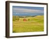 USA, Idaho, Palouse. Red barn with dark clouds and warm light-Terry Eggers-Framed Photographic Print