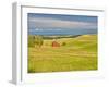 USA, Idaho, Palouse. Red barn with dark clouds and warm light-Terry Eggers-Framed Photographic Print