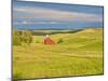 USA, Idaho, Palouse. Red barn with dark clouds and warm light-Terry Eggers-Mounted Photographic Print