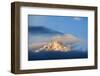 USA, Idaho, Sawtooth Range. Sunlit mountain and clouds.-Jaynes Gallery-Framed Photographic Print