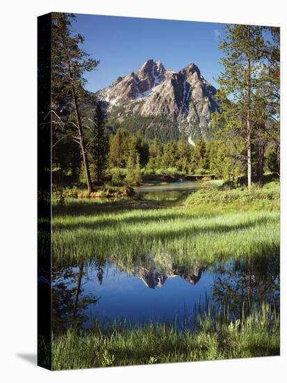USA, Idaho, Sawtooth Wilderness, a Peak Reflecting in a Meadow Pond-Christopher Talbot Frank-Stretched Canvas
