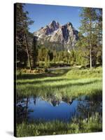 USA, Idaho, Sawtooth Wilderness, a Peak Reflecting in a Meadow Pond-Christopher Talbot Frank-Stretched Canvas