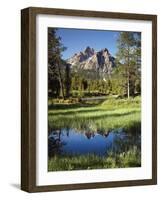 USA, Idaho, Sawtooth Wilderness, a Peak Reflecting in a Meadow Pond-Christopher Talbot Frank-Framed Photographic Print