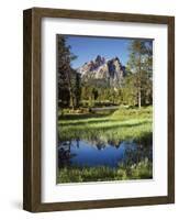 USA, Idaho, Sawtooth Wilderness, a Peak Reflecting in a Meadow Pond-Christopher Talbot Frank-Framed Photographic Print