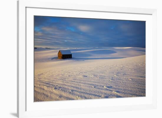 USA, Idaho, Small Barn in Snow Covered Field-Terry Eggers-Framed Photographic Print