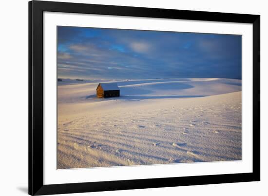 USA, Idaho, Small Barn in Snow Covered Field-Terry Eggers-Framed Photographic Print