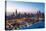 Usa, Illinois, Chicago. Aerial Dusk View of the City and Millennium Park in Winter.-Nick Ledger-Stretched Canvas