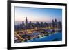 Usa, Illinois, Chicago. Aerial Dusk View of the City and Millennium Park in Winter.-Nick Ledger-Framed Photographic Print