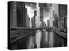 USA, ILlinois, Chicago. Bridge with Trump Tower and Chicago Tribune-Petr Bednarik-Stretched Canvas