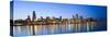 USA, Illinois, Chicago, Dusk View of the Skyline from Lake Michigan-Nick Ledger-Stretched Canvas