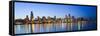 USA, Illinois, Chicago, Dusk View of the Skyline from Lake Michigan-Nick Ledger-Framed Stretched Canvas