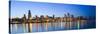 USA, Illinois, Chicago, Dusk View of the Skyline from Lake Michigan-Nick Ledger-Stretched Canvas