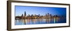 USA, Illinois, Chicago, Dusk View of the Skyline from Lake Michigan-Nick Ledger-Framed Photographic Print