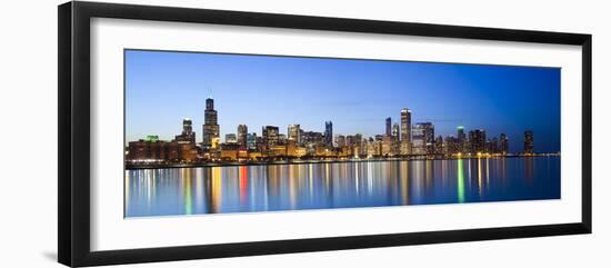 USA, Illinois, Chicago, Dusk View of the Skyline from Lake Michigan-Nick Ledger-Framed Photographic Print