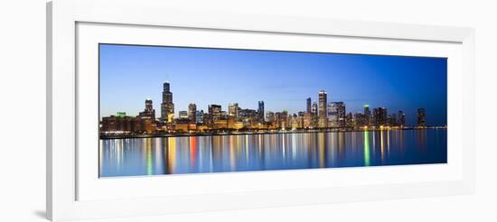 USA, Illinois, Chicago, Dusk View of the Skyline from Lake Michigan-Nick Ledger-Framed Photographic Print