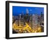 USA, Illinois, Chicago, Dusk View over the City-Nick Ledger-Framed Photographic Print