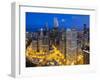 USA, Illinois, Chicago, Dusk View over the City-Nick Ledger-Framed Photographic Print