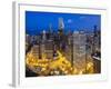 USA, Illinois, Chicago, Dusk View over the City-Nick Ledger-Framed Photographic Print